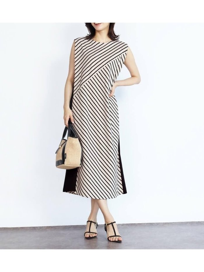 【ヴァン/Vin】のバイアスストライプカットソーワンピース インテリア・キッズ・メンズ・レディースファッション・服の通販 founy(ファニー) https://founy.com/ ファッション Fashion レディースファッション Fashion for Women ワンピース Dresses カットソー Cut and Sewn Top サマー Summer, Summer Style ノースリーブ Sleeveless, No-Sleeve ロング Long, Long-Length 夏 Summer |ID: prp329100004584771 ipo3291000000032666203