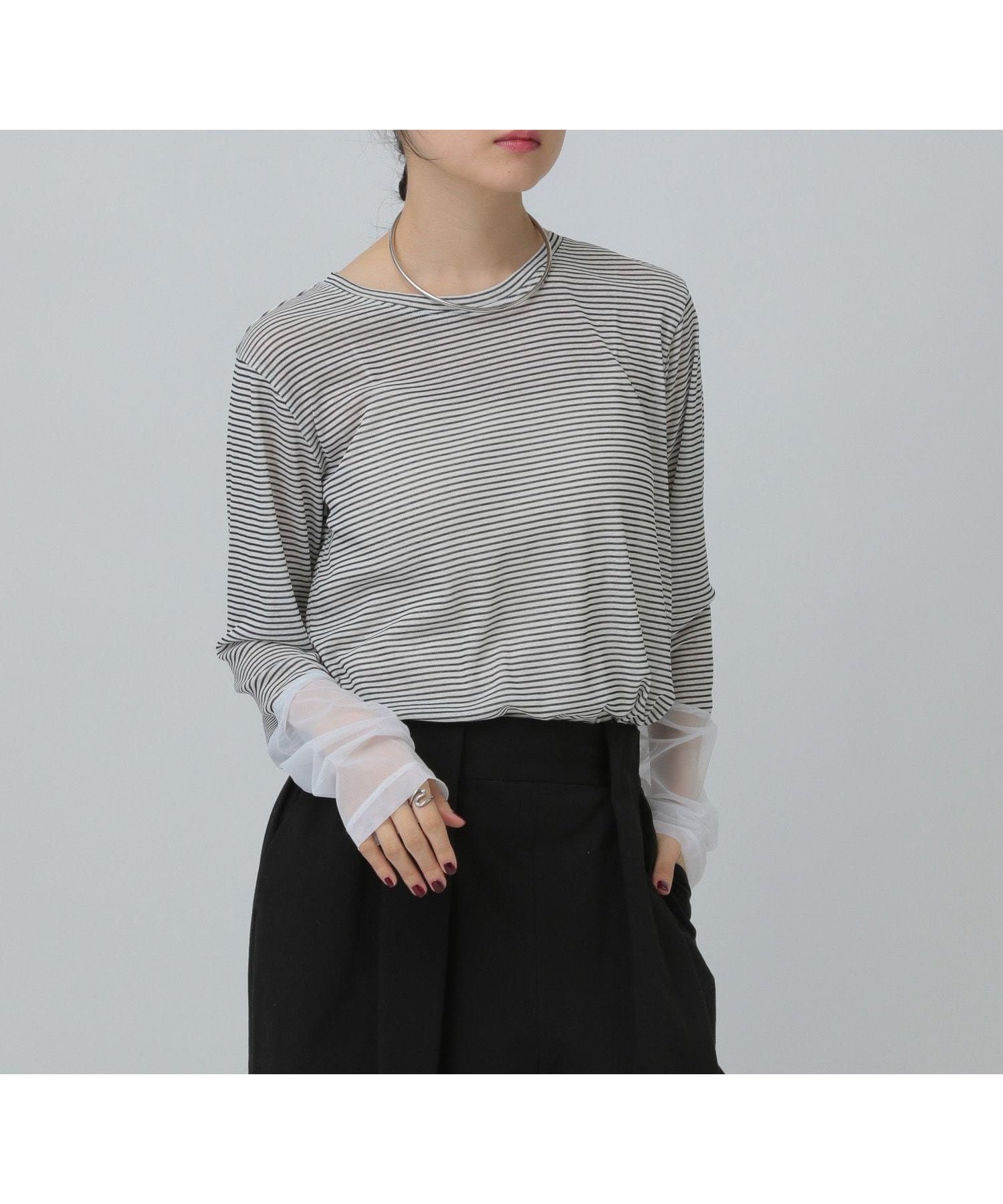 【レプシィム ローリーズファーム/LEPSIM LOWRYS FARM】の【累計販売数5万枚突破】袖切り替えプルオーバー インテリア・キッズ・メンズ・レディースファッション・服の通販 founy(ファニー) 　ファッション　Fashion　レディースファッション　Fashion for Women　トップス・カットソー　Cut & Sew Tops　カジュアルプルオーバー・ニットトップス　Pullovers & Knit Tops / Casual Pullovers　カットソー　Cut and Sewn Top　シアー　Sheer, See-Through　チュール　Tulip, Tulip Motif　ベスト　Vest, Waistcoat　夏　Summer　ボーダー×チュール10|ID: prp329100004584802 ipo3291000000036159828