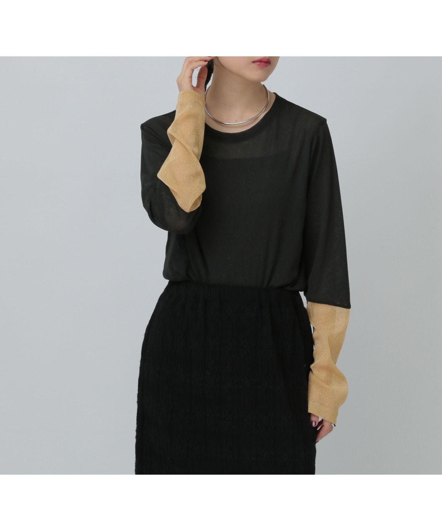 【レプシィム ローリーズファーム/LEPSIM LOWRYS FARM】の【累計販売数5万枚突破】袖切り替えプルオーバー インテリア・キッズ・メンズ・レディースファッション・服の通販 founy(ファニー) 　ファッション　Fashion　レディースファッション　Fashion for Women　トップス・カットソー　Cut & Sew Tops　カジュアルプルオーバー・ニットトップス　Pullovers & Knit Tops / Casual Pullovers　カットソー　Cut and Sewn Top　シアー　Sheer, See-Through　チュール　Tulip, Tulip Motif　ベスト　Vest, Waistcoat　夏　Summer　ブラック×イエローラメ65|ID: prp329100004584802 ipo3291000000036159853