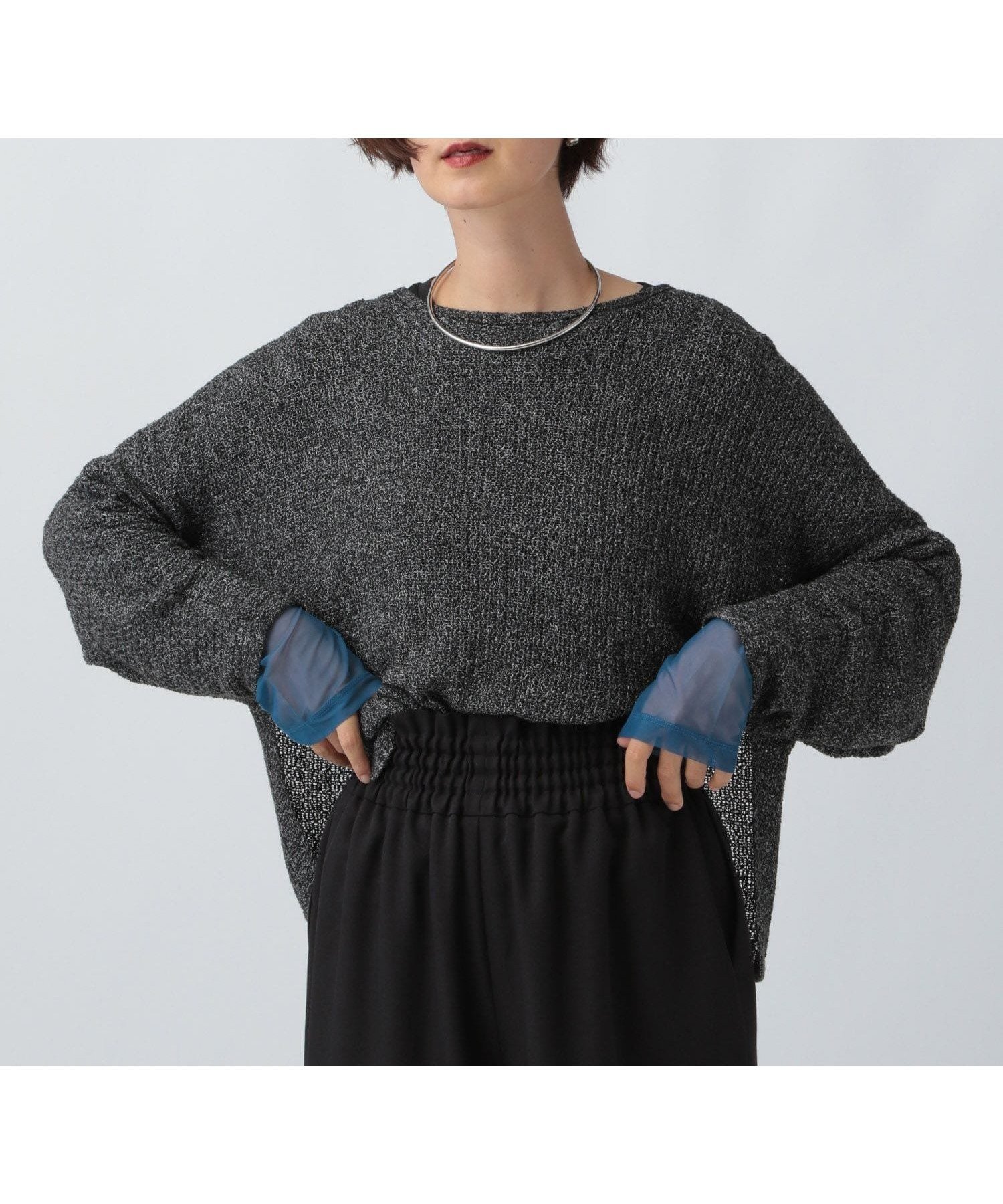 【レプシィム ローリーズファーム/LEPSIM LOWRYS FARM】の【累計販売数5万枚突破】袖切り替えプルオーバー インテリア・キッズ・メンズ・レディースファッション・服の通販 founy(ファニー) 　ファッション　Fashion　レディースファッション　Fashion for Women　トップス・カットソー　Cut & Sew Tops　カジュアルプルオーバー・ニットトップス　Pullovers & Knit Tops / Casual Pullovers　カットソー　Cut and Sewn Top　シアー　Sheer, See-Through　チュール　Tulip, Tulip Motif　ベスト　Vest, Waistcoat　夏　Summer　ブラック×ブルー86|ID: prp329100004584802 ipo3291000000036159857