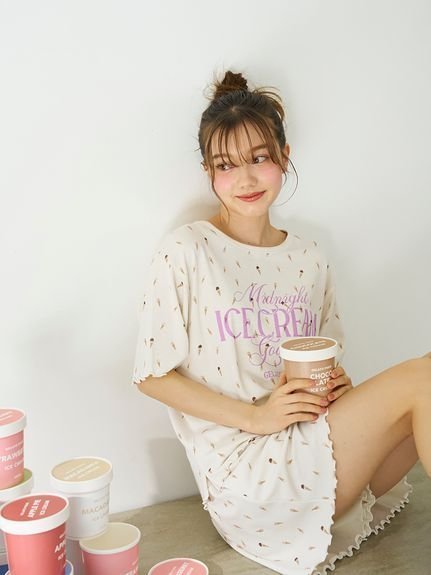 【ジェラート ピケ/gelato pique】の【接触冷感】アイス柄ワッフルプルオーバー インテリア・キッズ・メンズ・レディースファッション・服の通販 founy(ファニー) https://founy.com/ ファッション Fashion レディースファッション Ladies' Fashion Online トップス・カットソー Tops/Tshirt プルオーバー Pullover ショート Short ストレッチ Stretch フェミニン Feminine フロント Front プリント Print ワッフル Waffle 夏 Summer |ID: prp329100004584841 ipo3291000000032699074