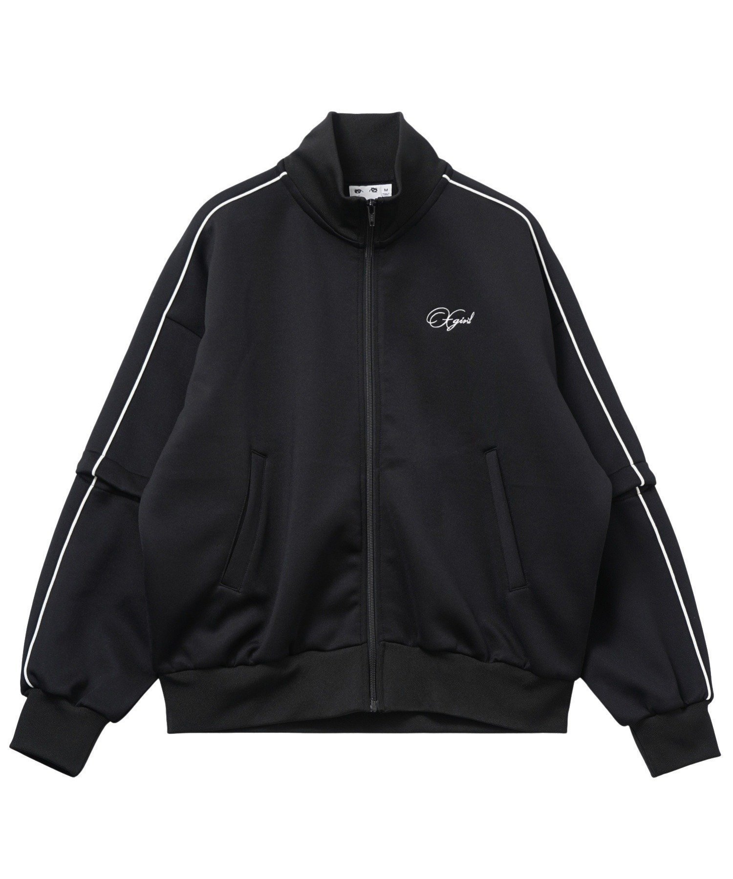 【エックスガール/X-girl】のPENCIL SCRIPT LOGO 2WAY TRACK JACKET インテリア・キッズ・メンズ・レディースファッション・服の通販 founy(ファニー) 　ファッション　Fashion　レディースファッション　Ladies' Fashion Online　アウター　Coat Outerwear　ジャケット　Jackets　ジャケット　Jacket　ジャージ　Jersey　パーカー　Hoodie　ミニスカート　Mini Skirt　ロング　Long　ワンポイント　One Point　今季　This Season　半袖　Short Sleeve　旅行　Travel　A/W・秋冬　Aw・Autumn/Winter・Fw・Fall-Winter　長袖　Long Sleeve　BLACK|ID: prp329100004584849 ipo3291000000032504842