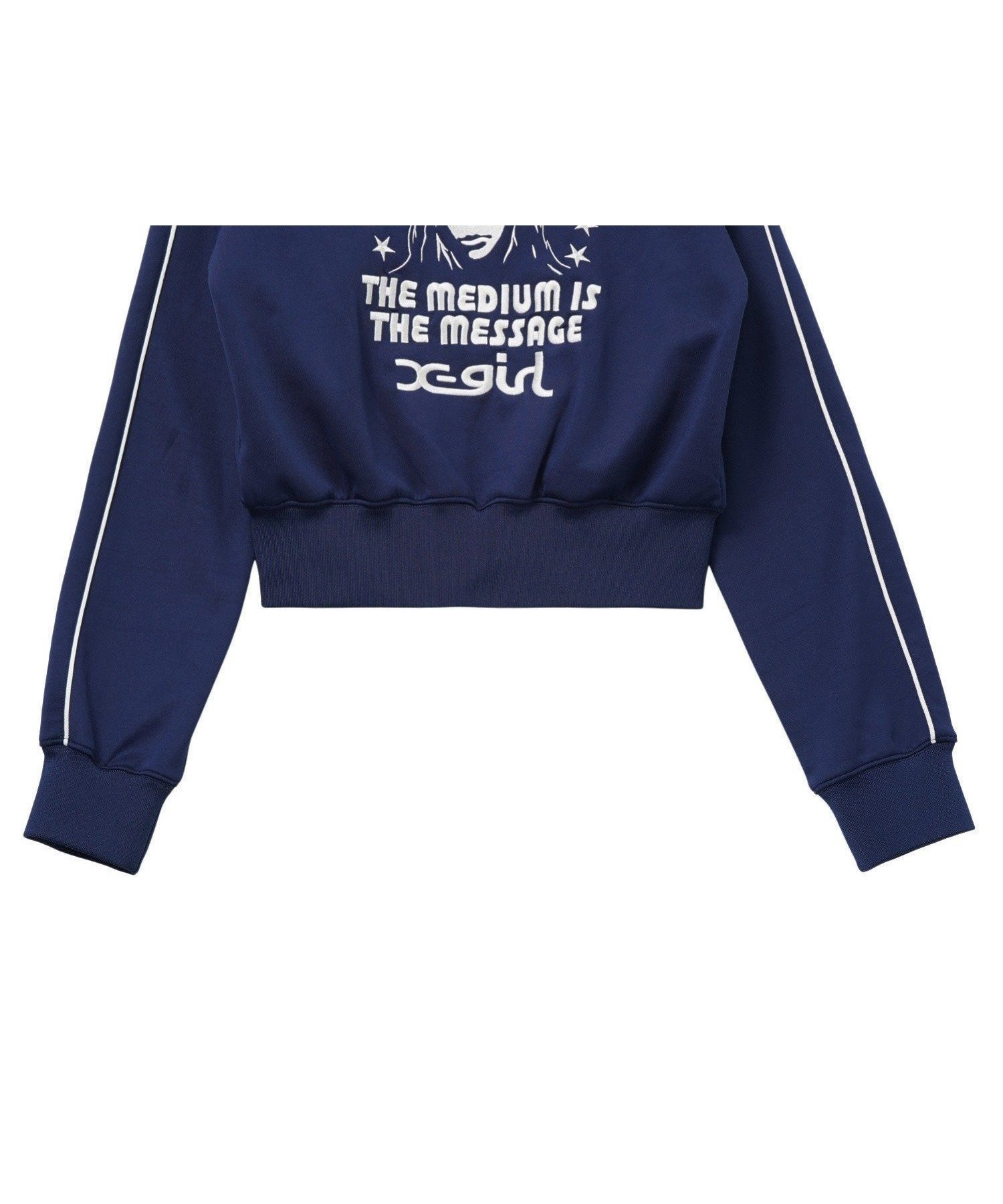 【エックスガール/X-girl】のSTAR AND FACE COMPACT TRACK JACKET インテリア・キッズ・メンズ・レディースファッション・服の通販 founy(ファニー) 　ファッション　Fashion　レディースファッション　Ladies' Fashion Online　アウター　Coat Outerwear　ジャケット　Jackets　おすすめ　Recommend　グラフィック　Graphic　コンパクト　Compact　ショート　Short　ジャケット　Jacket　ジャージ　Jersey　パーカー　Hoodie　フロント　Front　ロング　Long　ワンポイント　One Point　定番　Standard　旅行　Travel　A/W・秋冬　Aw・Autumn/Winter・Fw・Fall-Winter　長袖　Long Sleeve　NAVY|ID: prp329100004584850 ipo3291000000032504862