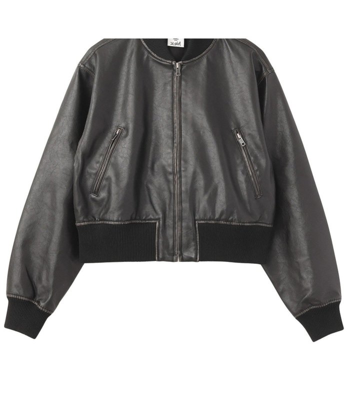 【エックスガール/X-girl】のDISTRESSED FAUX LEATHER COMPACT BLOUSON インテリア・キッズ・メンズ・レディースファッション・服の通販 founy(ファニー) https://founy.com/ ファッション Fashion レディースファッション Fashion for Women アウター Coat / Outerwear Collection ブルゾンジャケット・スポーティアウター Blouson Jackets おすすめ Recommended / Our Picks コンパクト Compact, Small Size ショート Short, Short Length ジャケット Jacket, Outerwear デニム Denim, Jeans Material メタル Metal, Metal Parts 旅行 Travel 長袖 Long Sleeve, Full Sleeve |ID: prp329100004584856 ipo3291000000032504905