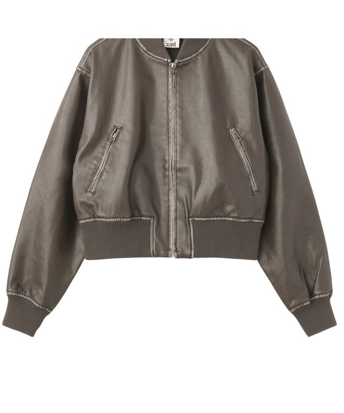 【エックスガール/X-girl】のDISTRESSED FAUX LEATHER COMPACT BLOUSON インテリア・キッズ・メンズ・レディースファッション・服の通販 founy(ファニー) https://founy.com/ ファッション Fashion レディースファッション Fashion for Women アウター Coat / Outerwear Collection ブルゾンジャケット・スポーティアウター Blouson Jackets おすすめ Recommended / Our Picks コンパクト Compact, Small Size ショート Short, Short Length ジャケット Jacket, Outerwear デニム Denim, Jeans Material メタル Metal, Metal Parts 旅行 Travel 長袖 Long Sleeve, Full Sleeve |ID: prp329100004584856 ipo3291000000032504906