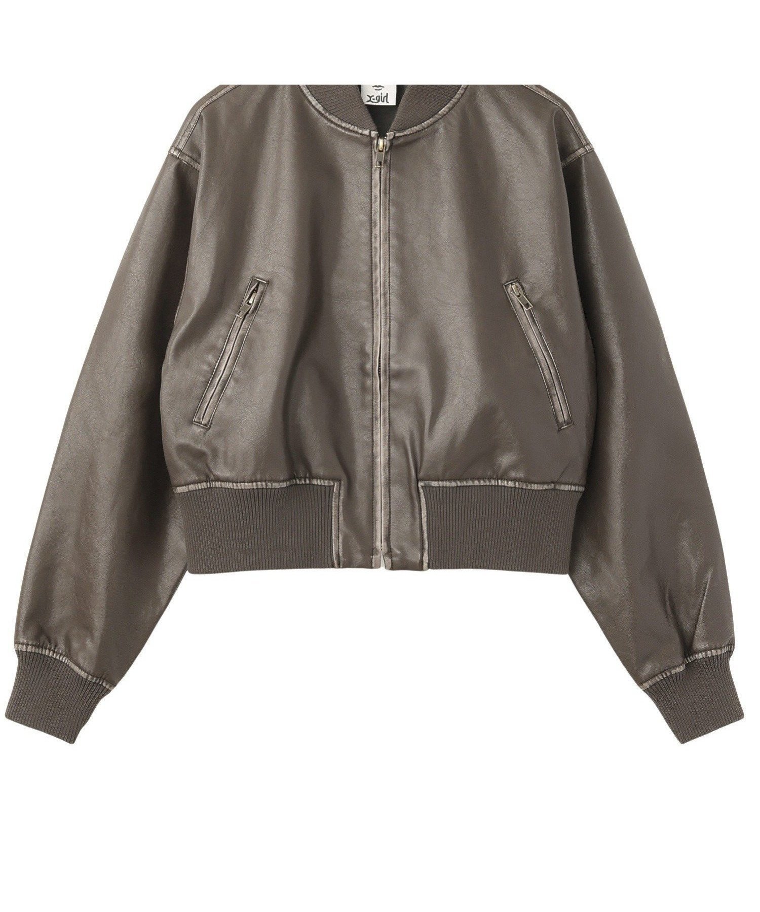 【エックスガール/X-girl】のDISTRESSED FAUX LEATHER COMPACT BLOUSON インテリア・キッズ・メンズ・レディースファッション・服の通販 founy(ファニー) 　ファッション　Fashion　レディースファッション　Ladies' Fashion Online　アウター　Coat Outerwear　ブルゾン　Blouson/Jackets　おすすめ　Recommend　コンパクト　Compact　ショート　Short　ジャケット　Jacket　デニム　Denim　メタル　Metal　旅行　Travel　長袖　Long Sleeve　BROWN|ID: prp329100004584856 ipo3291000000032504906