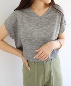 【その他のブランド/Other】のVネック フレンチスリーブ ニットソー トップス ライトグレー|ID: prp329100004584869 ipo3291000000032567073