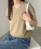 【その他のブランド/Other】のVネック フレンチスリーブ ニットソー トップス ベージュ|ID: prp329100004584869 ipo3291000000032567074
