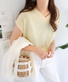 【その他のブランド/Other】のVネック フレンチスリーブ ニットソー トップス イエロー|ID: prp329100004584869 ipo3291000000032567086