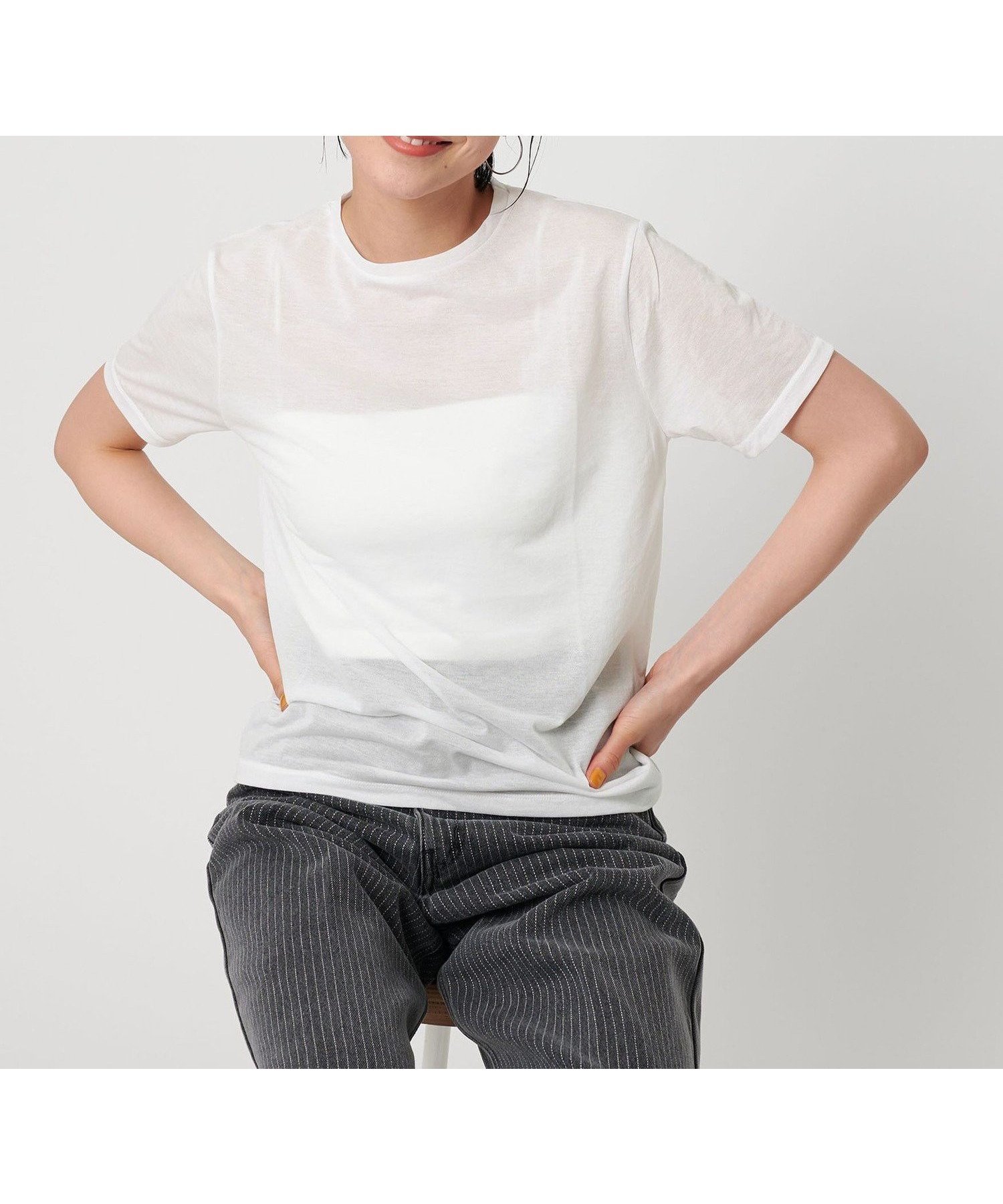 【ビューティ&ユース ユナイテッドアローズ/BEAUTY&YOUTH / UNITED ARROWS】のコットンナイロン天竺 シアー クルーネック ショートスリーブTシャツ インテリア・キッズ・メンズ・レディースファッション・服の通販 founy(ファニー) 　ファッション　Fashion　レディースファッション　Fashion for Women　トップス・カットソー　Cut & Sew Tops　シャツ・ブラウス・オフィスカジュアル　Elegant Blouses & Button-Ups　ロングTシャツ・Tシャツ　Longline T-Shirts & Tees　インナー　Innerwear　サロペット　Overalls, Salopette　シアー　Sheer, See-Through　ショート　Short, Short Length　ジャケット　Jacket, Outerwear　スリーブ　Sleeve, Long Sleeve / Short Sleeve　トレンド　Trend, Trending Now　人気　Popular, Best Seller　半袖　Short Sleeve, Half Sleeve　定番　Standard, Basic Item　OFF WHITE|ID: prp329100004584894 ipo3291000000032730688