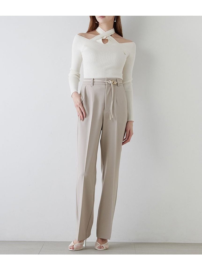 【スナイデル/SNIDEL】のベルト付きセミフレアパンツ 人気、トレンドファッション・服の通販 founy(ファニー) 　ファッション　Fashion　レディースファッション　WOMEN　パンツ　Pants　ベルト　Belts　春　Spring　コンビ　Combination　今季　This Season　シンプル　Simple　ストレート　Straight　ツイル　Twill　ポケット　Pocket　メタル　Metal　おすすめ　Recommend　 other-1|ID: prp329100004584895 ipo3291000000032505562