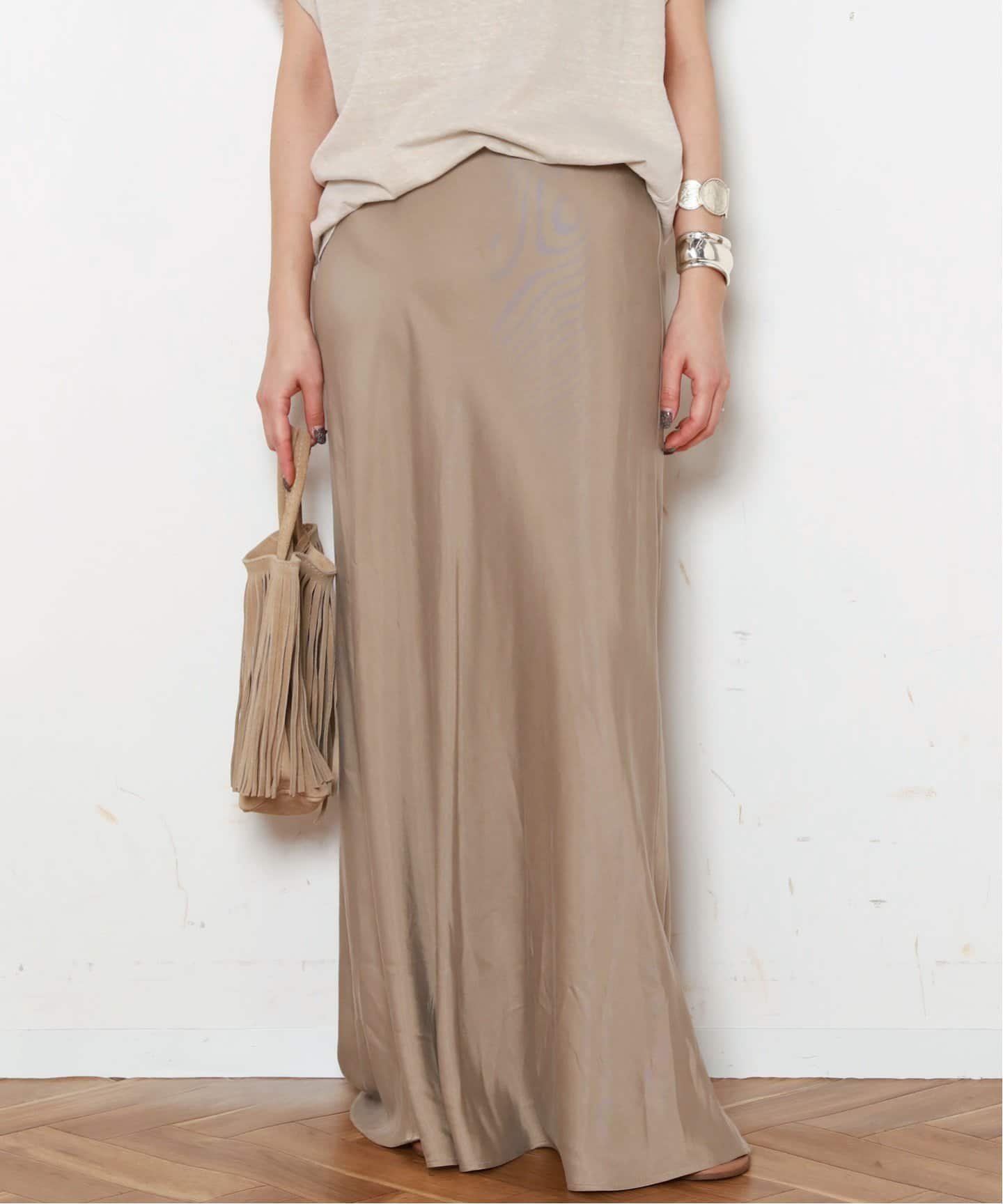 【エーピーストゥディオ/AP STUDIO】の* Cu/R maxi skirt インテリア・キッズ・メンズ・レディースファッション・服の通販 founy(ファニー) 　ファッション　Fashion　レディースファッション　Ladies' Fashion Online　スカート　Skirt　エレガント 上品　Elegant　シンプル　Simple　マーメイド　Mermaid　ベージュ|ID: prp329100004584918 ipo3291000000032646468