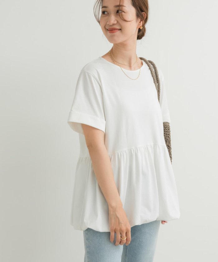 【アーバンリサーチ ドアーズ/URBAN RESEARCH DOORS】のペプラムバルーンTシャツ インテリア・キッズ・メンズ・レディースファッション・服の通販 founy(ファニー) https://founy.com/ ファッション Fashion レディースファッション Fashion for Women トップス・カットソー Cut & Sew Tops シャツ・ブラウス・オフィスカジュアル Elegant Blouses & Button-Ups ロングTシャツ・Tシャツ Longline T-Shirts & Tees ウェーブ Wavy Pattern カットソー Cut and Sewn Top ジャケット Jacket, Outerwear スラックス Slacks, Dress Pants チュール Tulip, Tulip Motif デニム Denim, Jeans Material なめらか Smooth, Silky Texture バルーン Balloon, Balloon Silhouette ベーシック Basic, Essential ペプラム Peplum, Flared Hem 冬 Winter / This Winter S/S・春夏 SS, Spring/Summer, Warm Season 夏 Summer 2025年 2025 2025春夏・S/S Spring/Summer 2025 SS25 |ID: prp329100004585009 ipo3291000000032713520