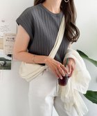 【その他のブランド/Other】のコットン フライスフレンチスリーブ リブ トップス チャコールグレー|ID: prp329100004585015 ipo3291000000032762486