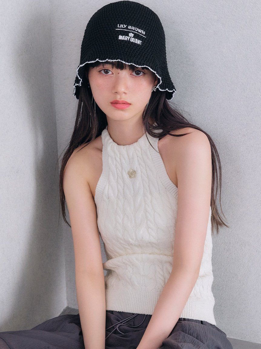 【リリーブラウン/Lily Brown】の【LILY BROWN×MARY QUANT】アメスリケーブルニット インテリア・キッズ・メンズ・レディースファッション・服の通販 founy(ファニー) 　ファッション　Fashion　レディースファッション　WOMEN　トップス・カットソー　Tops/Tshirt　ニット　Knit Tops　おすすめ　Recommend　コラボ　Collaboration　タオル　Towel　デニム　Denim　フロント　Front　ベーシック　Basic　ボーダー　Border　リゾート　Resort　ワンポイント　One Point　エレガント 上品　Elegant　無地　Plain Color　OWHT[002]|ID: prp329100004585063 ipo3291000000032508165