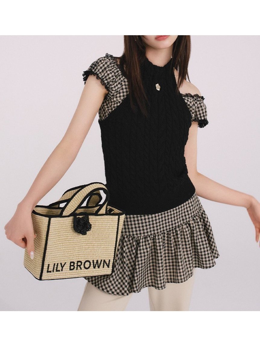 【リリーブラウン/Lily Brown】の【LILY BROWN×MARY QUANT】アメスリケーブルニット インテリア・キッズ・メンズ・レディースファッション・服の通販 founy(ファニー) 　ファッション　Fashion　レディースファッション　WOMEN　トップス・カットソー　Tops/Tshirt　ニット　Knit Tops　おすすめ　Recommend　コラボ　Collaboration　タオル　Towel　デニム　Denim　フロント　Front　ベーシック　Basic　ボーダー　Border　リゾート　Resort　ワンポイント　One Point　エレガント 上品　Elegant　無地　Plain Color　BLK[009]|ID: prp329100004585063 ipo3291000000032508167
