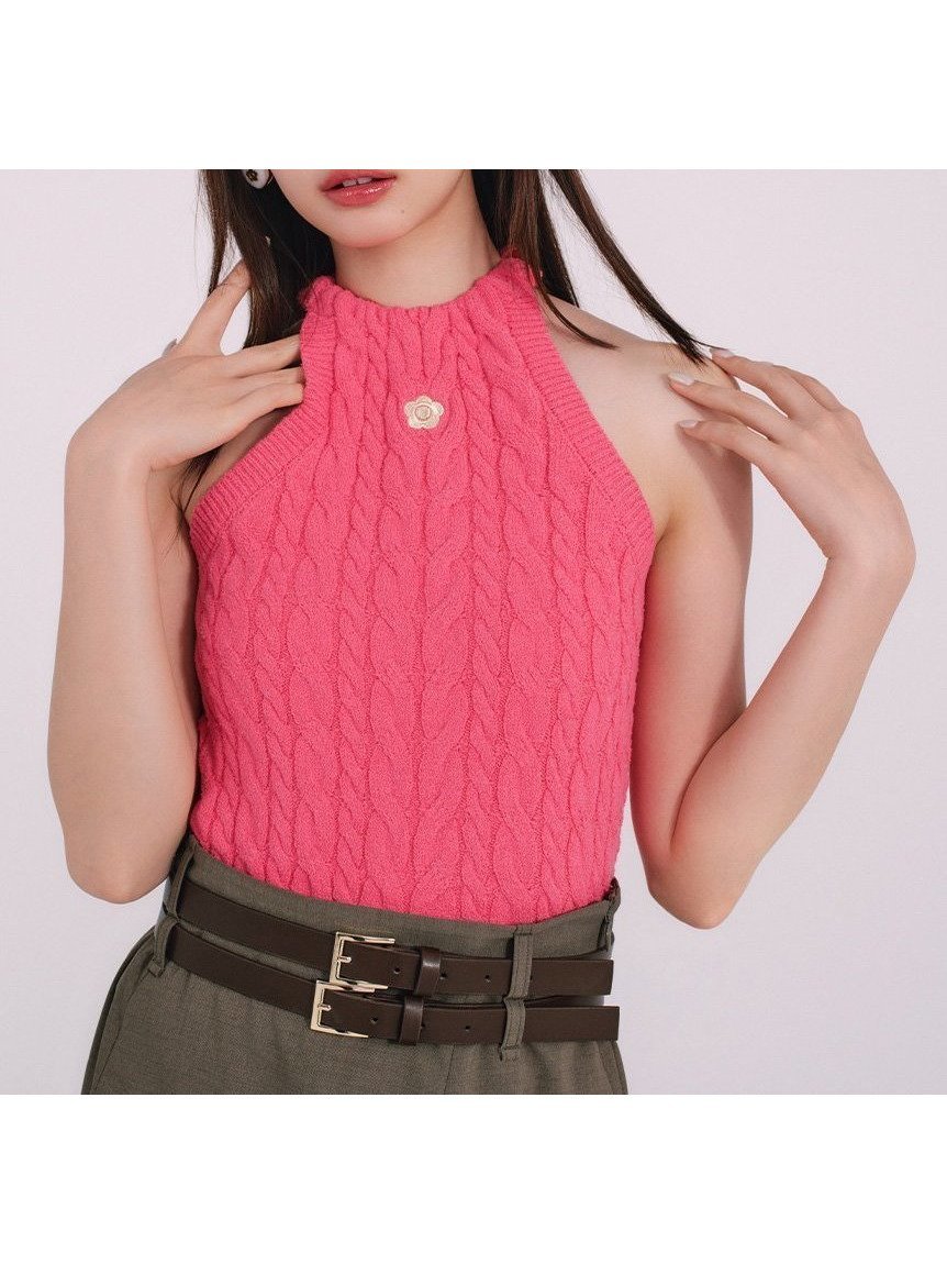 【リリーブラウン/Lily Brown】の【LILY BROWN×MARY QUANT】アメスリケーブルニット インテリア・キッズ・メンズ・レディースファッション・服の通販 founy(ファニー) 　ファッション　Fashion　レディースファッション　WOMEN　トップス・カットソー　Tops/Tshirt　ニット　Knit Tops　おすすめ　Recommend　コラボ　Collaboration　タオル　Towel　デニム　Denim　フロント　Front　ベーシック　Basic　ボーダー　Border　リゾート　Resort　ワンポイント　One Point　エレガント 上品　Elegant　無地　Plain Color　PNK[066]|ID: prp329100004585063 ipo3291000000032508170