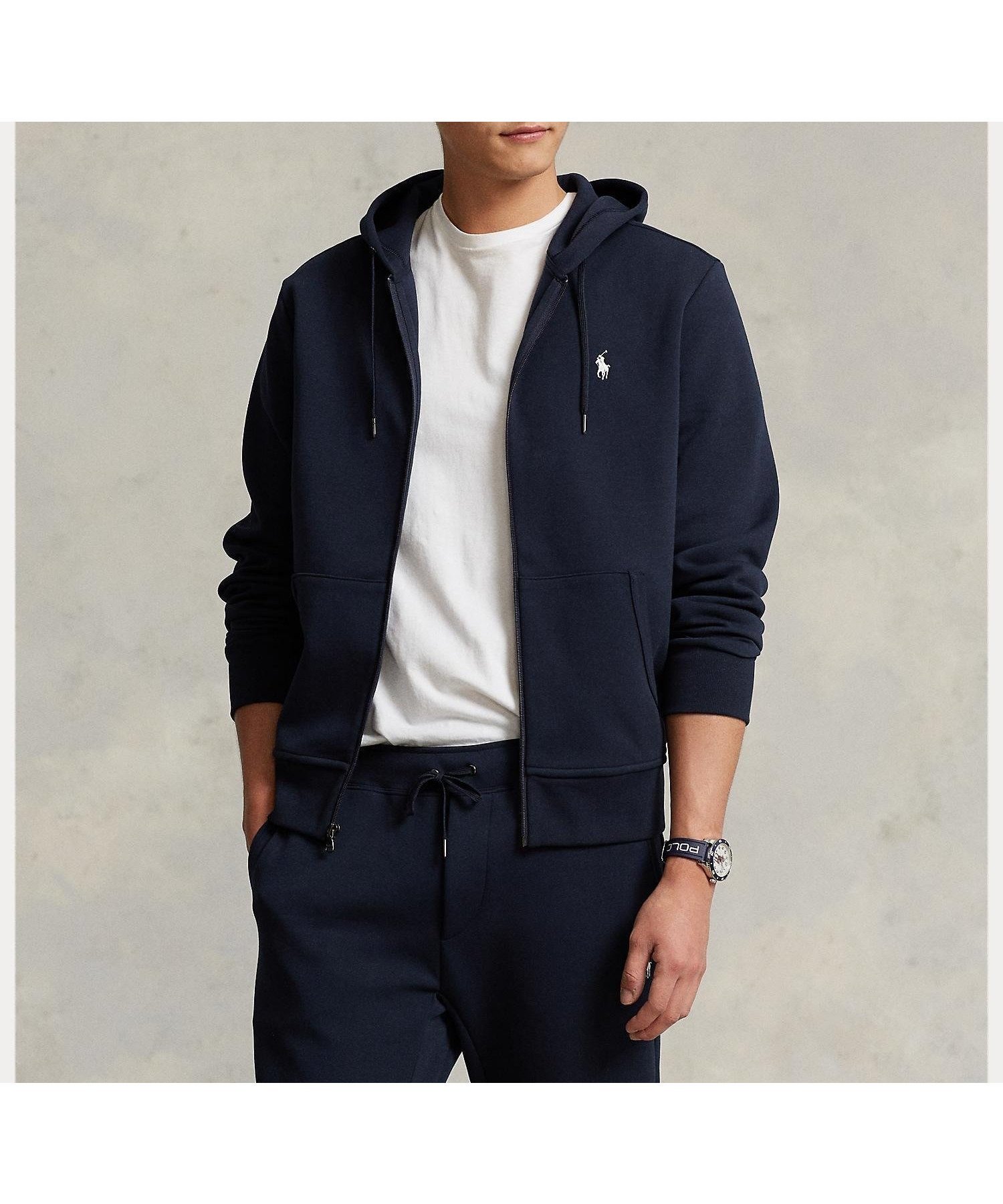 【ラルフローレン/RALPH LAUREN / MEN】のダブルニット フルジップ フーディ インテリア・キッズ・メンズ・レディースファッション・服の通販 founy(ファニー) 　ファッション　Fashion　メンズファッション　Fashion for Men　ジーンズ　Jeans, Denim Pants　ダブル　Double, Double-Breasted　ドローストリング　Drawstring, Pull Cord　なめらか　Smooth, Silky Texture　長袖　Long Sleeve, Full Sleeve　ポケット　Pocket, Pocket Detail　410ネイビー|ID: prp329100004585082 ipo3291000000033340323