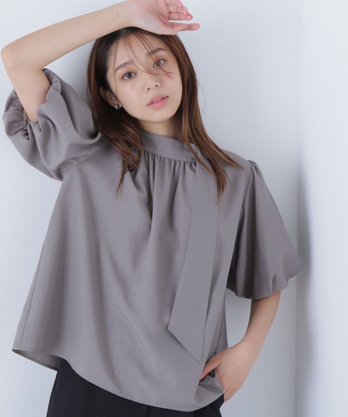 【ナチュラル ビューティー ベーシック/NATURAL BEAUTY BASIC】のリネンライクサイドタイブラウス インテリア・キッズ・メンズ・レディースファッション・服の通販 founy(ファニー) https://founy.com/ ファッション Fashion レディースファッション Fashion for Women トップス・カットソー Cut & Sew Tops シャツ・ブラウス・オフィスカジュアル Elegant Blouses & Button-Ups |ID: prp329100004585150 ipo3291000000032681804