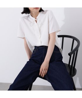 【エヌ ナチュラルビューティーベーシック/N.Natural Beauty basic】のナローリボンタイブラウス 人気、トレンドファッション・服の通販 founy(ファニー) ファッション Fashion レディースファッション Fashion for Women トップス・カットソー Cut & Sew Tops シャツ・ブラウス・オフィスカジュアル Elegant Blouses & Button-Ups おすすめ Recommended / Our Picks ジャケット Jacket, Outerwear ジョーゼット Georgette, Semi-Sheer Fabric デニム Denim, Jeans Material バランス Balance, Style Balance リボン Ribbon, Bow エレガント 上品 Elegant |ID:prp329100004585179