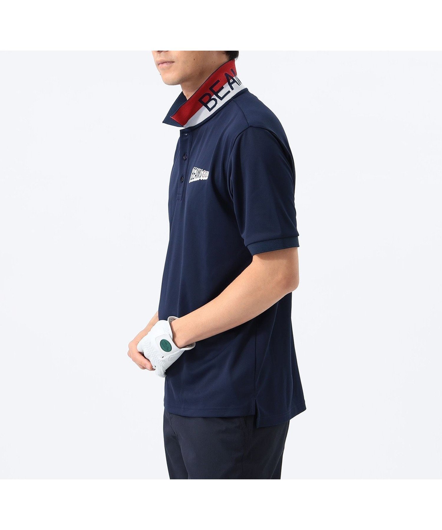 【その他のブランド/Other】のMEN ORANGE LABEL / 裏襟ジャカードロゴ ポロシャツ インテリア・キッズ・メンズ・レディースファッション・服の通販 founy(ファニー) 　ファッション　Fashion　メンズファッション　Fashion for Men　アウトドア　Outdoor Clothing　吸水　Absorbent, Quick-Dry　軽量　Lightweight, Ultra Light　シンプル　Simple, Minimal　ジャカード／ジャガード　Jacquard, Woven Pattern　ストレッチ　Stretch, Stretchy Fabric　スポーティ　Sporty, Casual Athletic　フィット　Fit, Slim Fit　ポロシャツ　Polo Shirt, Collared Tee　無地　Plain, Solid Color　ゴルフ　Golf　NAVY|ID: prp329100004585207 ipo3291000000033348816