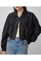 【アズール バイ マウジー/AZUL by moussy】の袖ギャザーショートブルゾン BLK|ID: prp329100004585224 ipo3291000000032744481