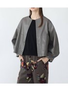 【ラシュッド/LASUD】のエコレザーノーカラーブルゾン グレー|ID: prp329100004585252 ipo3291000000032511075