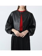 【ラシュッド/LASUD】のエコレザーノーカラーブルゾン ブラック|ID: prp329100004585252 ipo3291000000032511076
