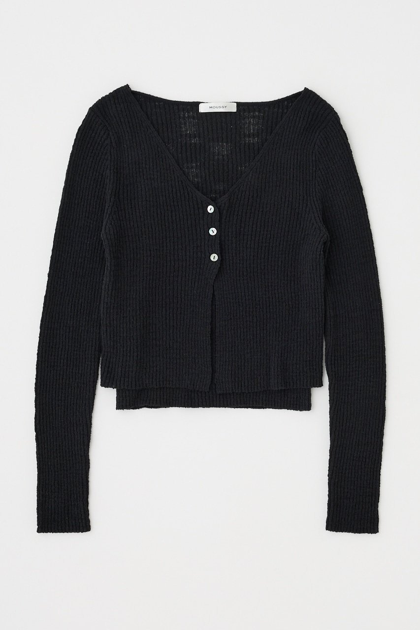【マウジー/moussy】のSLUB KNIT アンサンブル インテリア・キッズ・メンズ・レディースファッション・服の通販 founy(ファニー) 　ファッション　Fashion　レディースファッション　Ladies' Fashion Online　トップス・カットソー　Tops/Tshirt　ニット　Knit Tops　アンサンブル　Knit Ensemble　おすすめ　Recommend　アンサンブル　Ensemble　カーディガン　Cardigan　キャミソール　Camisole　ジーンズ　Jeans　人気　Popularity　再入荷　Restock/Back In Stock/Re Arrival　夏　Summer　春　Spring　BLK|ID: prp329100004585267 ipo3291000000032668174
