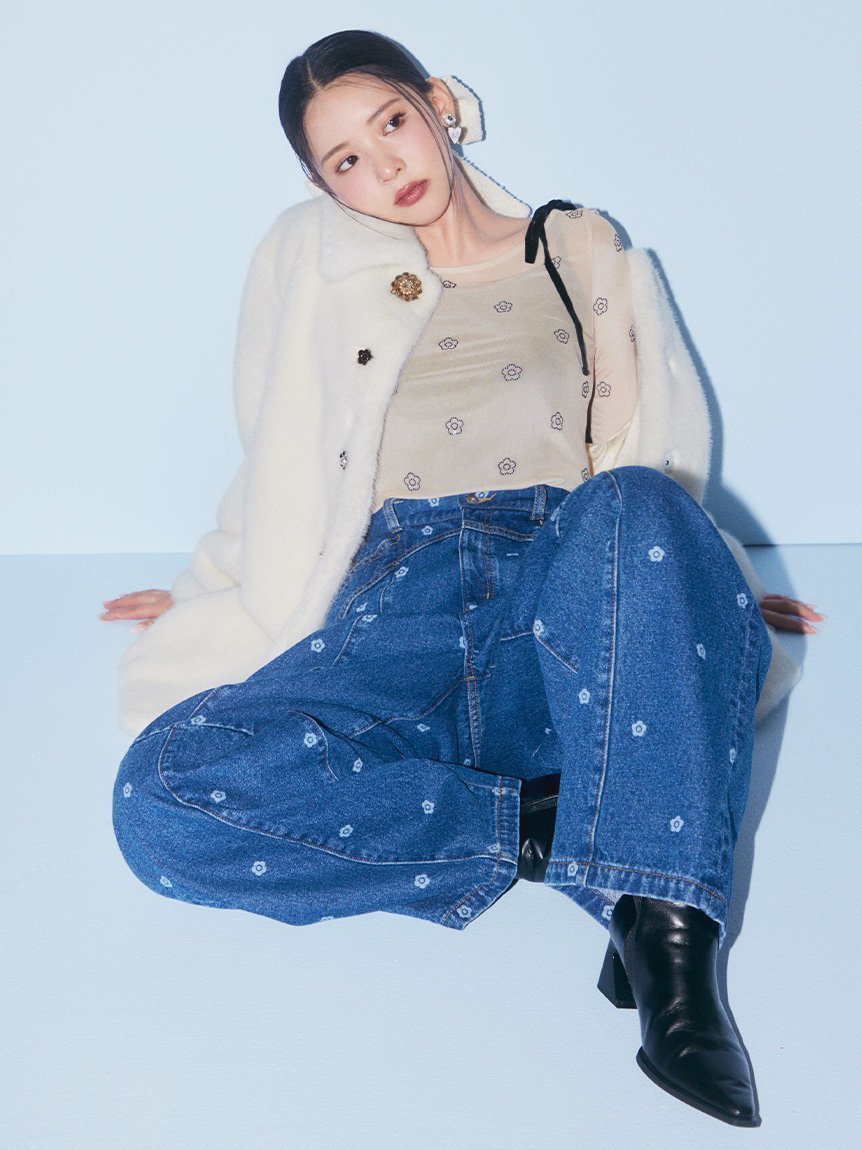 【リリーブラウン/Lily Brown】の【WEB限定】【LILY BROWN×MARY QUANT】デイジー柄ワイドデニムパンツ インテリア・キッズ・メンズ・レディースファッション・服の通販 founy(ファニー) 　ファッション　Fashion　レディースファッション　WOMEN　パンツ　Pants　デニムパンツ　Denim Pants　IND[088]|ID: prp329100004585268 ipo3291000000032511234
