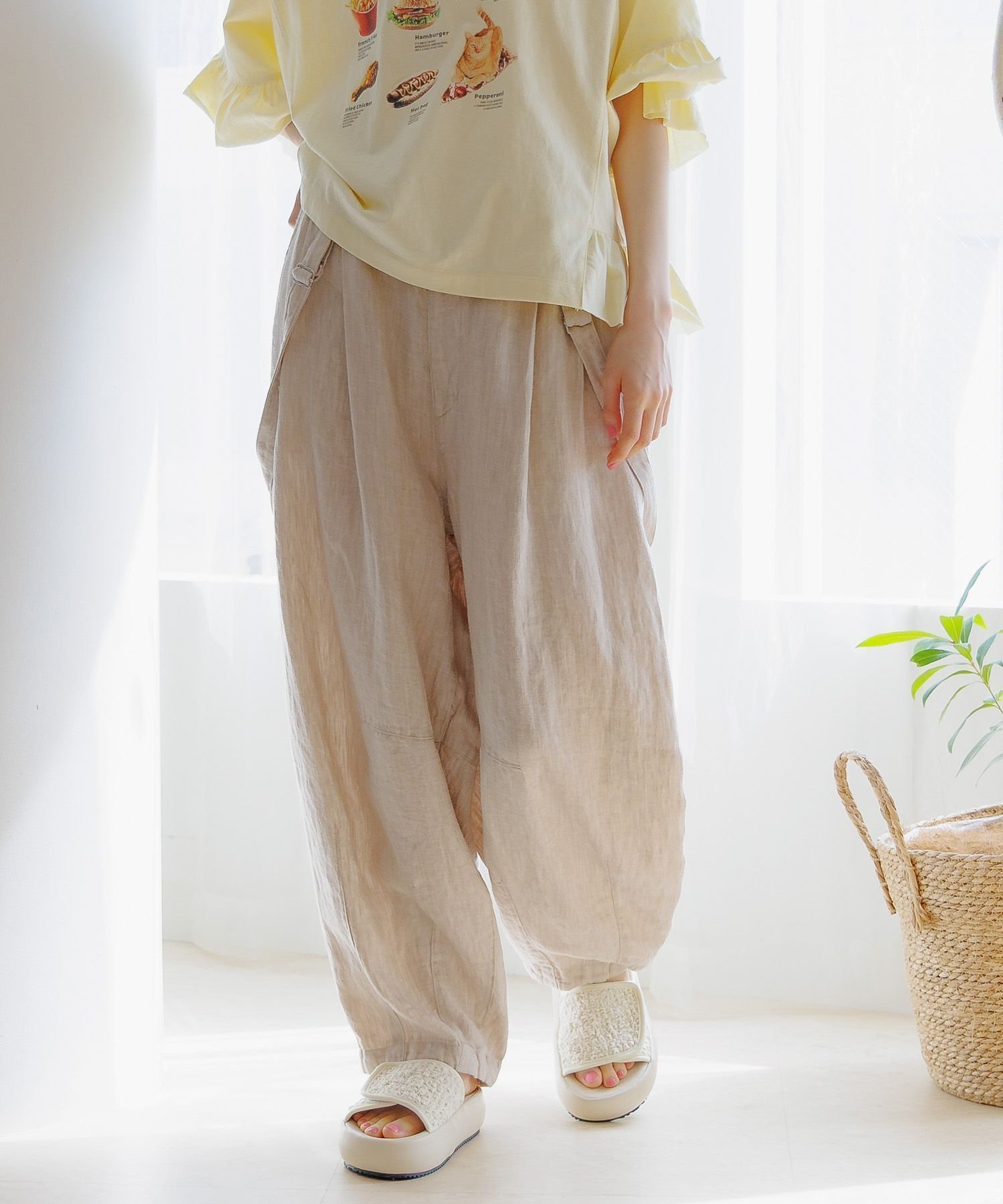【ニコアンド/niko and】のFINEリネンツイルパンツ インテリア・キッズ・メンズ・レディースファッション・服の通販 founy(ファニー) 　ファッション　Fashion　レディースファッション　Ladies' Fashion Online　パンツ　Pants　おすすめ　Recommend　サスペンダー　Suspenders　リネン　Linen　人気　Popularity　アイボリー51|ID: prp329100004585283 ipo3291000000032667143