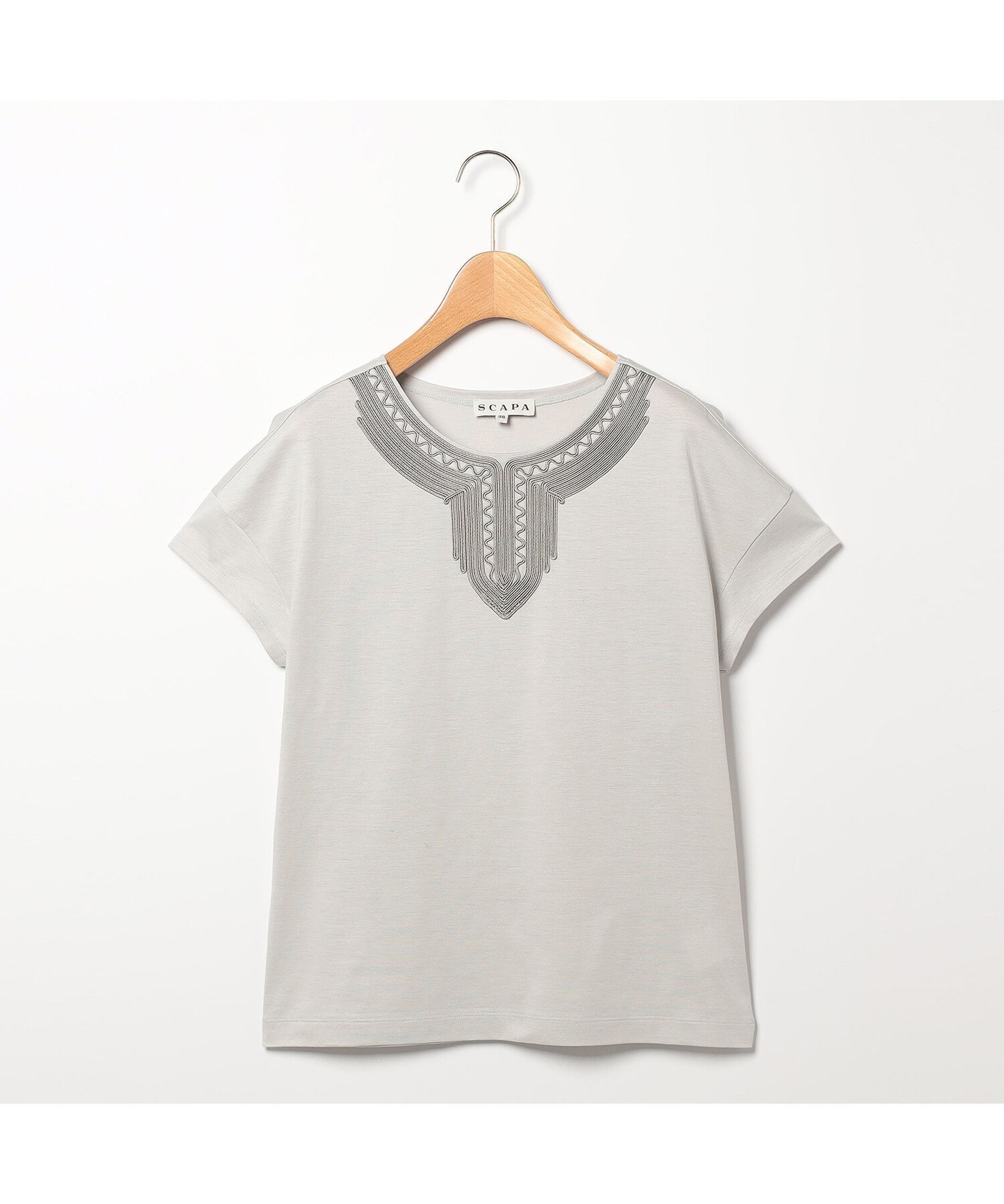 【スキャパ/SCAPA】のコンパクトテンジクカットソー インテリア・キッズ・メンズ・レディースファッション・服の通販 founy(ファニー) 　ファッション　Fashion　レディースファッション　Fashion for Women　トップス・カットソー　Cut & Sew Tops　カットソー・ベーシックTシャツ　Cut-and-Sewn Tops / Stretch Tees & Basics　なめらか　Smooth, Silky Texture　エレガント 上品　Elegant　コンパクト　Compact, Small Size　ボトム　Bottoms, Lower Wear　グレー|ID: prp329100004585346 ipo3291000000032738154