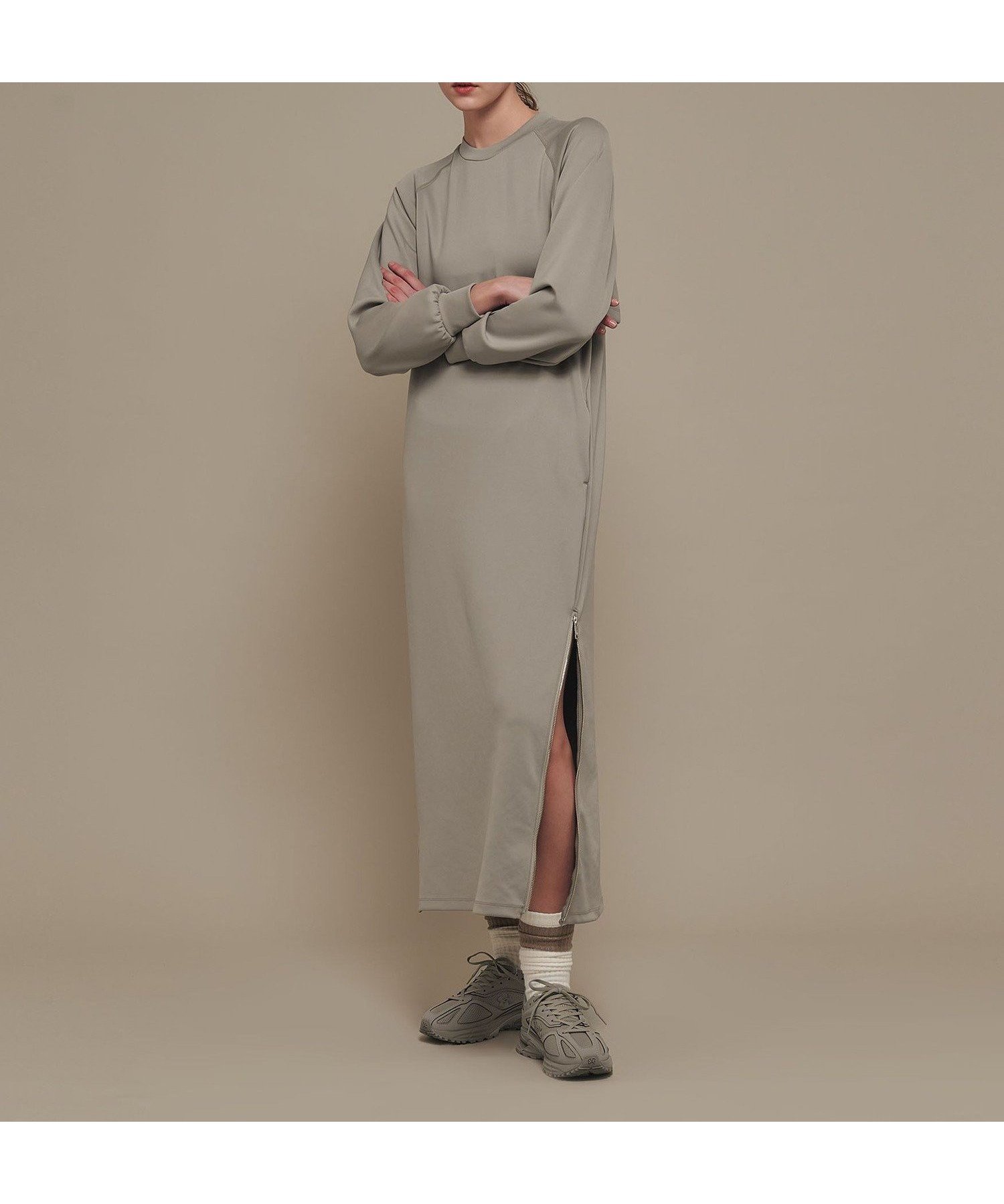 【ユナイテッドアローズ/UNITED ARROWS】のUNITED ARROWS スウェット ドレス/ワンピース インテリア・キッズ・メンズ・レディースファッション・服の通販 founy(ファニー) 　ファッション　Fashion　レディースファッション　WOMEN　ワンピース　Dress　ドレス　Party Dresses　コレクション　Collection　吸水　Water Absorption　シリコン　Silicon　スウェット　Sweat　ストレッチ　Stretch　ドレス　Dress　プリント　Print　メッシュ　Mesh　BEIGE|ID: prp329100004585687 ipo3291000000032515493