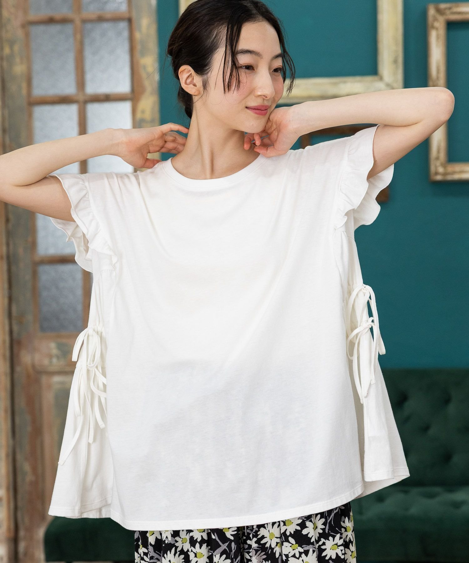 【ニコアンド/niko and】のサイドシャーリングフリルプルオーバー インテリア・キッズ・メンズ・レディースファッション・服の通販 founy(ファニー) 　ファッション　Fashion　レディースファッション　Ladies' Fashion Online　トップス・カットソー　Tops/Tshirt　プルオーバー　Pullover　おすすめ　Recommend　シャーリング　Shirring　シンプル　Simple　バランス　Balance　フリル　Frills　夏　Summer　春　Spring　S/S・春夏　Ss・Spring/Summer　オフ|ID: prp329100004586029 ipo3291000000032678422