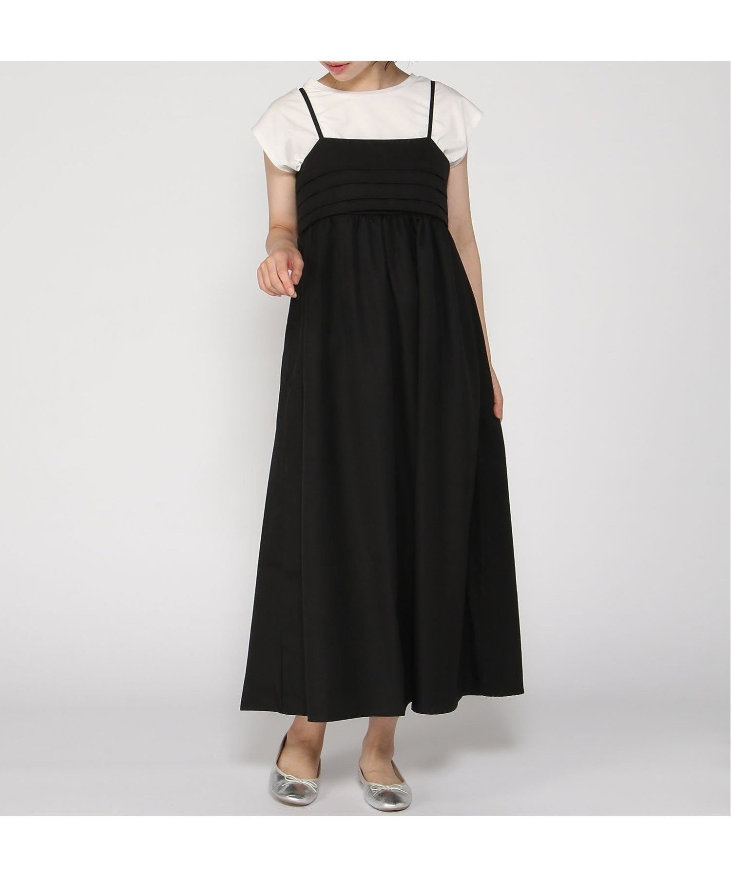 【ラナン/Ranan】のRanan/タックデザインキャミワンピ インテリア・キッズ・メンズ・レディースファッション・服の通販 founy(ファニー) 　ファッション　Fashion　レディースファッション　Ladies' Fashion Online　ワンピース　Dress　キャミワンピース　No Sleeve Dresses　ブラック|ID: prp329100004586104 ipo3291000000032519261
