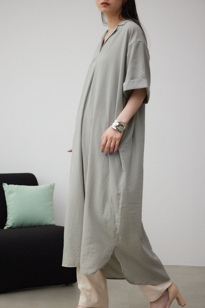【アズール バイ マウジー/AZUL by moussy】のスキッパーシャツワンピース インテリア・キッズ・メンズ・レディースファッション・服の通販 founy(ファニー) 　ファッション　Fashion　レディースファッション　WOMEN　ワンピース　Dress　シャツワンピース　Shirt Dresses　2024年　2024　2024春夏・S/S　Ss,Spring/Summer,2024　レギンス　Leggings　夏　Summer　S/S・春夏　Ss・Spring/Summer　L/GRY1|ID: prp329100004586145 ipo3291000000032519611