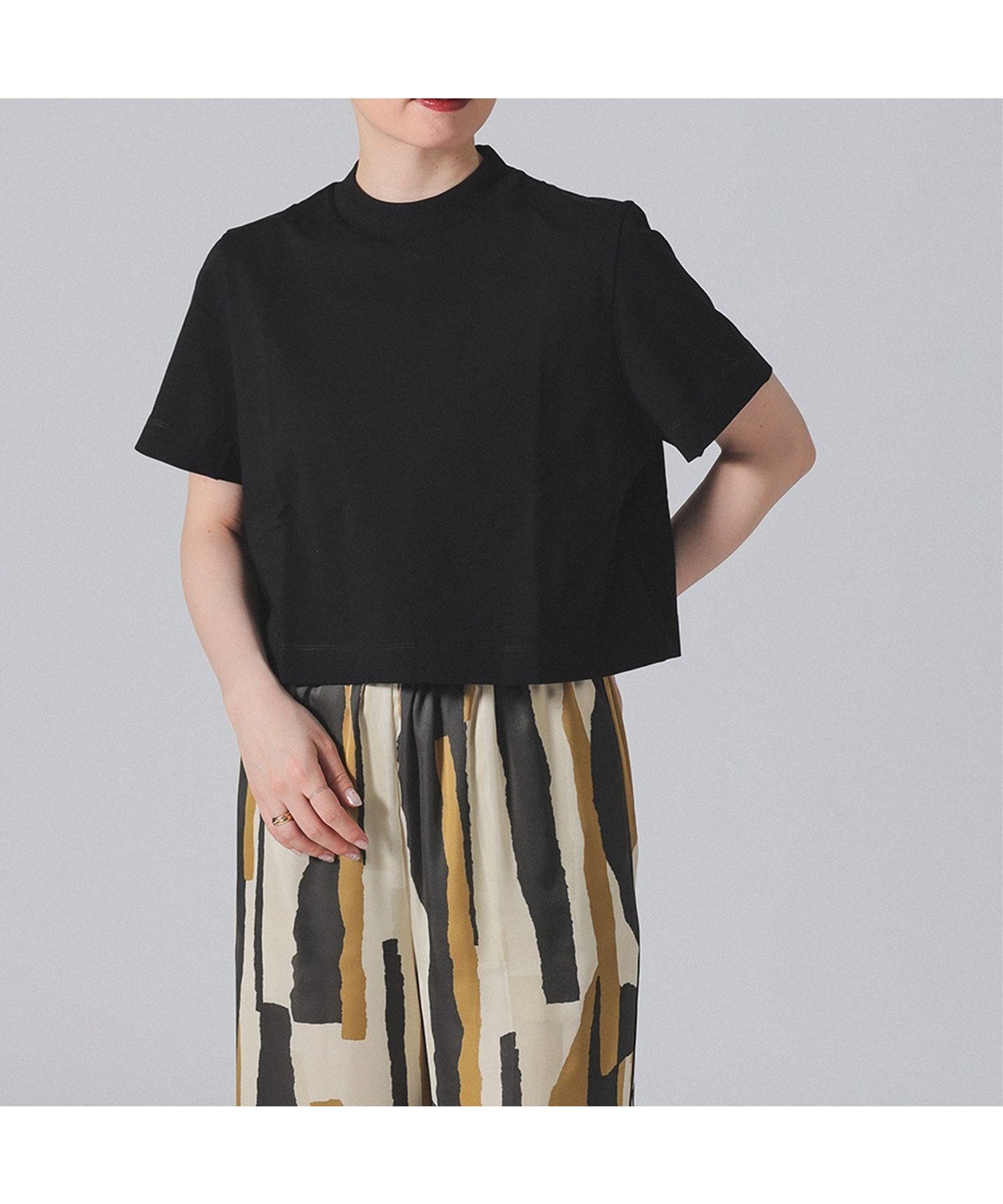 【デミルクス ビームス/Demi-Luxe BEAMS】のモックネック ショート Tシャツ インテリア・キッズ・メンズ・レディースファッション・服の通販 founy(ファニー) 　ファッション　Fashion　レディースファッション　Ladies' Fashion Online　トップス・カットソー　Tops/Tshirt　シャツ/ブラウス　Shirts/Blouses　ロング / Tシャツ　T-Shirts　ショート　Short　バランス　Balance　モックネック　Mock Neck　夏　Summer　BLACK|ID: prp329100004586146 ipo3291000000032671815