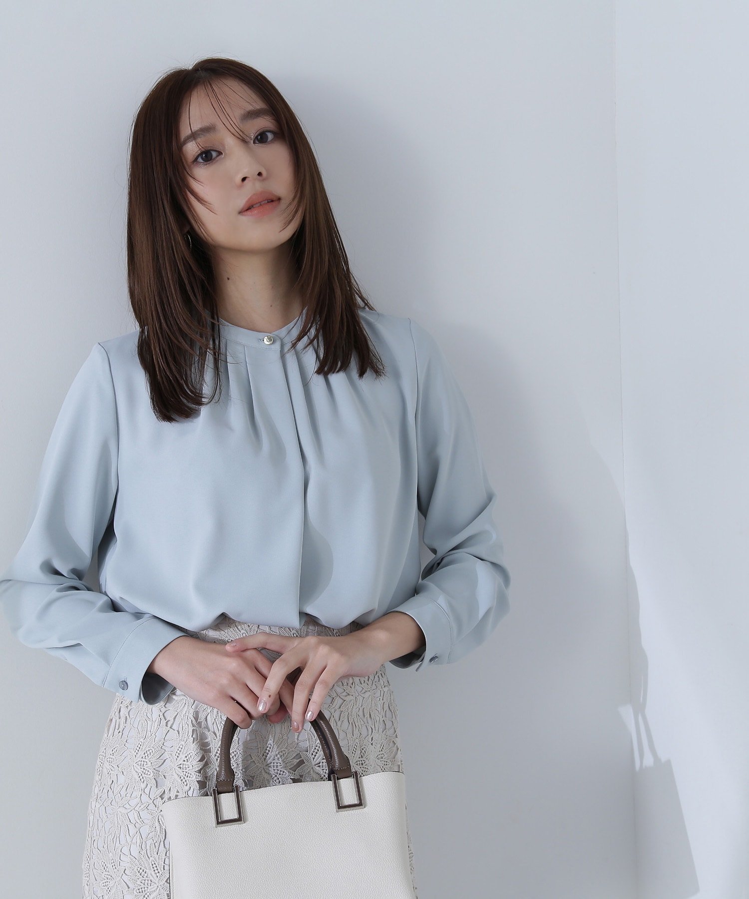 【ナチュラル ビューティー ベーシック/NATURAL BEAUTY BASIC】のフロントタックブラウス インテリア・キッズ・メンズ・レディースファッション・服の通販 founy(ファニー) 　ファッション　Fashion　レディースファッション　WOMEN　トップス・カットソー　Tops/Tshirt　シャツ/ブラウス　Shirts/Blouses　シンプル　Simple　ジャケット　Jacket　ジョーゼット　Georgette　ベーシック　Basic　エレガント 上品　Elegant　ミント|ID: prp329100004586289 ipo3291000000032520791