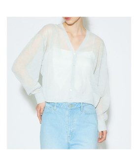 【マーコート/MARcourt】のMIDIUMISOLID for Ladies シアーVネックショートカーディガン 人気、トレンドファッション・服の通販 founy(ファニー) ファッション Fashion レディースファッション Fashion for Women トップス・カットソー Cut & Sew Tops カーディガン・羽織り Layered Style Cardigans Vネックトップス V-Neck Tops / V-Cut Neckline Shirts サマー Summer, Summer Style シアー Sheer, See-Through ポケット Pocket, Pocket Detail メランジ Melange, Mixed Yarn 人気 Popular, Best Seller 長袖 Long Sleeve, Full Sleeve |ID:prp329100004586290