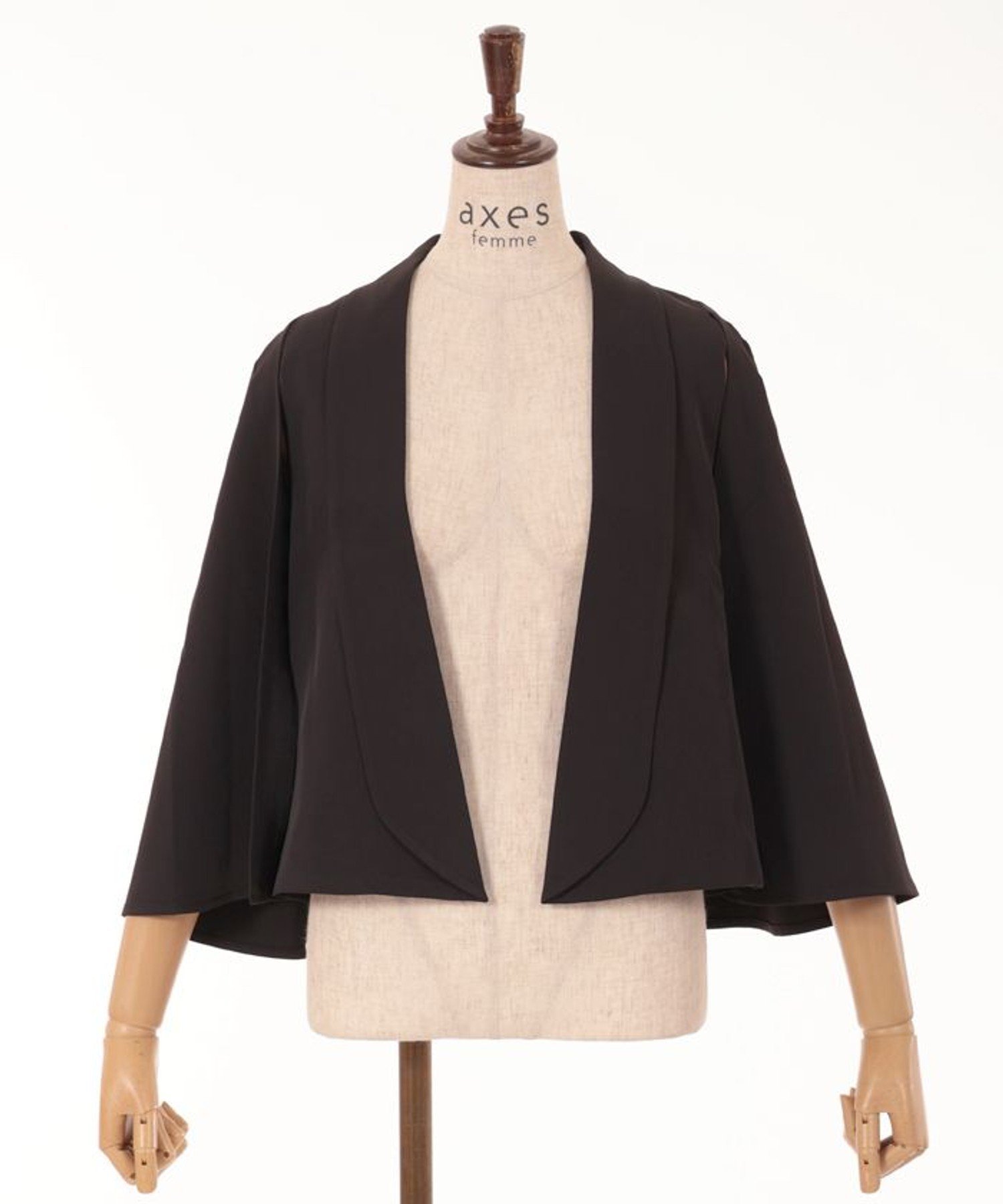 【アクシーズファム/axes femme】のケープ風スリット袖ジャケット インテリア・キッズ・メンズ・レディースファッション・服の通販 founy(ファニー) 　ファッション　Fashion　レディースファッション　Fashion for Women　アウター　Coat / Outerwear Collection　レディースジャケット・軽アウター　Jackets　ショート　Short, Short Length　ジャケット　Jacket, Outerwear　スリット　Slit, Slit Detail　エレガント 上品　Elegant　ビジネス 仕事 通勤　Business / Work / Commuting　黒|ID: prp329100004586342 ipo3291000000032713608