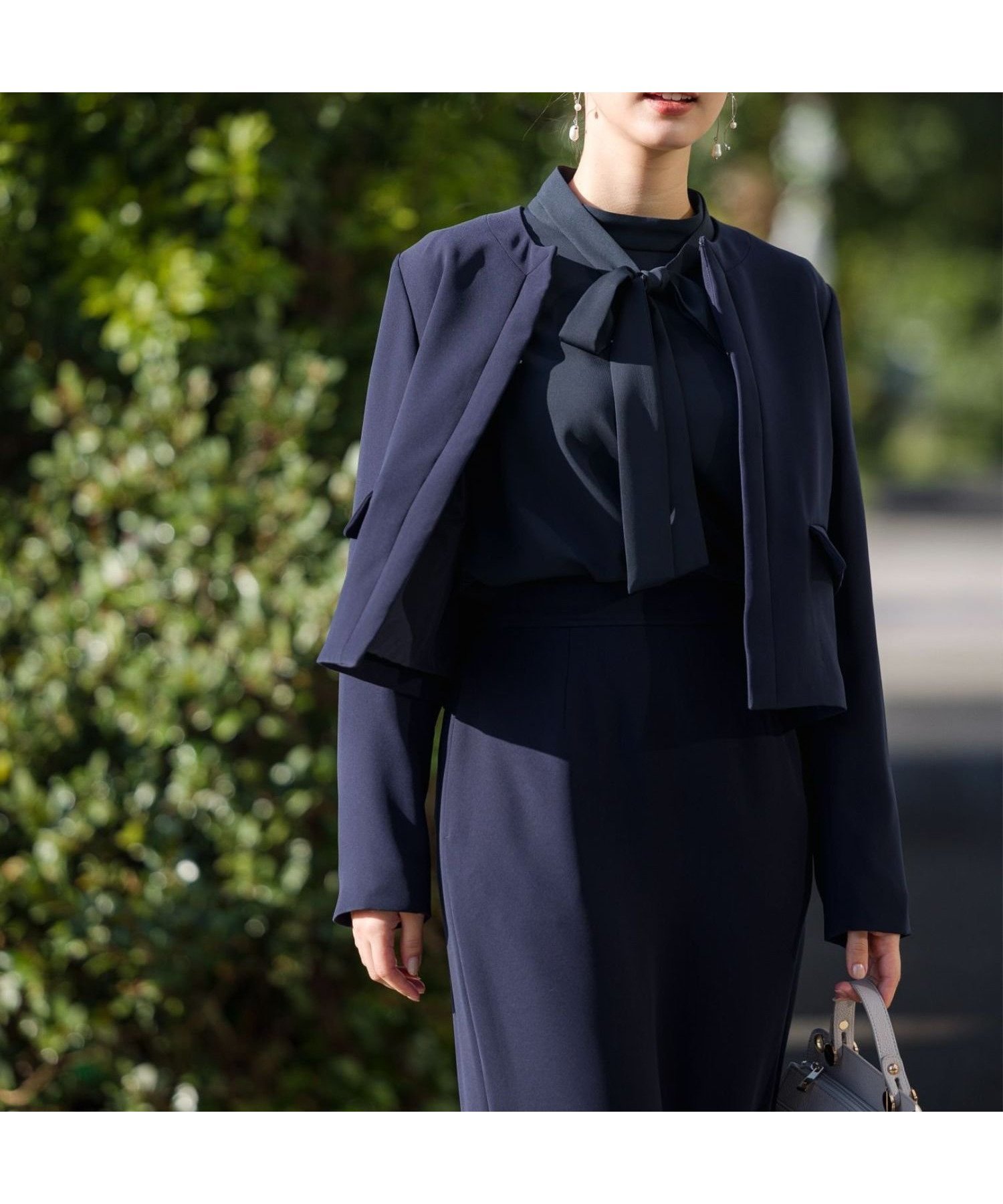 【アンデミュウ/Andemiu】の【T.P.O】ノーカラージャケット インテリア・キッズ・メンズ・レディースファッション・服の通販 founy(ファニー) 　ファッション　Fashion　レディースファッション　Ladies' Fashion Online　アウター　Coat Outerwear　ジャケット　Jackets　ノーカラージャケット　No Collar Leather Jackets　ジャケット　Jacket　セレモニー　Ceremony　フォーマル　Formal　フラップ　Flap　プレーン　Plane　ポケット　Pocket　リップ　Lip　ネイビー88|ID: prp329100004586352 ipo3291000000032610020