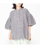 【ラナン/Ranan】のボリューム袖タック使いプルオーバー ブラックストライプ|ID: prp329100004586405 ipo3291000000032521652