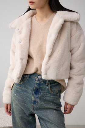 【アズール バイ マウジー/AZUL by moussy】のファーショートコート 人気、トレンドファッション・服の通販 founy(ファニー) ファッション Fashion レディースファッション Ladies' Fashion Online アウター Coat Outerwear コート Coats おすすめ Recommend オケージョン Occasion クール Cool ショート Short デニム Denim フェイクファー Faux Fur フレア Flare |ID:prp329100004586413