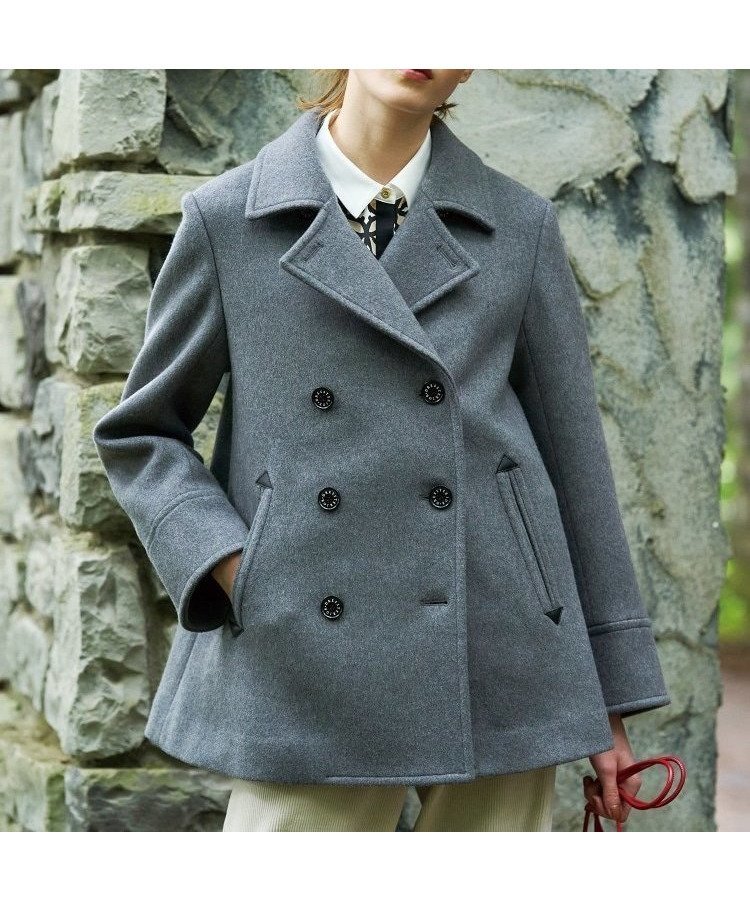【ドレステリア/DRESSTERIOR】の【SS-Msize】Super140sウールAラインPコート 人気、トレンドファッション・服の通販 founy(ファニー) 　ファッション　Fashion　レディースファッション　Ladies' Fashion Online　アウター　Coat Outerwear　コート　Coats　Pコート　Pea Coats　コンパクト　Compact　ショート　Short　ドレス　Dress　ミドル　Middle　リュクス　Luxe　ワイド　Wide　 other-1|ID: prp329100004586416 ipo3291000000032521778