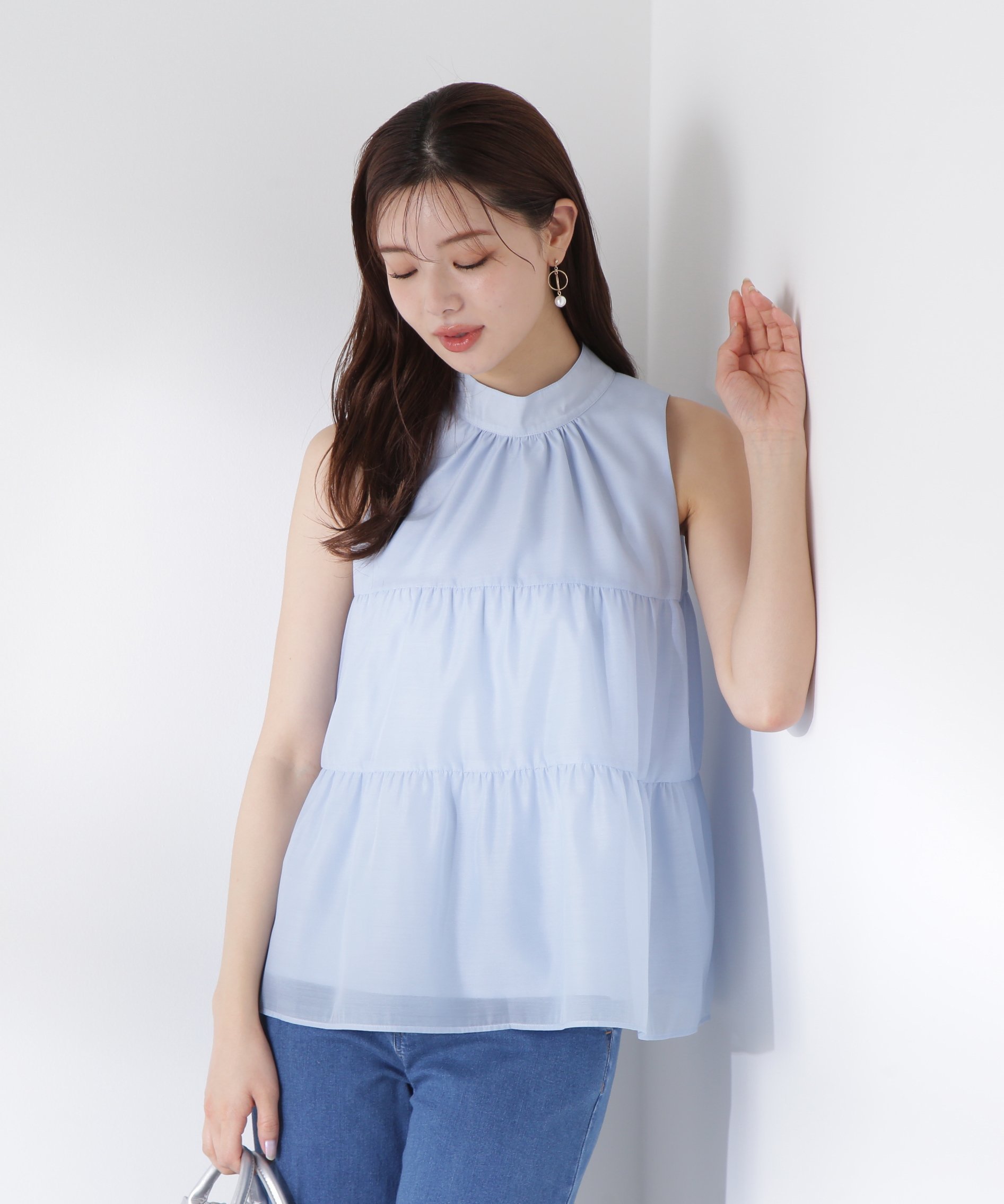 【プロポーション ボディドレッシング/PROPORTION BODY DRESSING】のティアードボウタイブラウス インテリア・キッズ・メンズ・レディースファッション・服の通販 founy(ファニー) 　ファッション　Fashion　レディースファッション　WOMEN　トップス・カットソー　Tops/Tshirt　シャツ/ブラウス　Shirts/Blouses　シアー　Sheer　リボン　Ribbon　ループ　Loop　ブルー|ID: prp329100004586438 ipo3291000000032521879