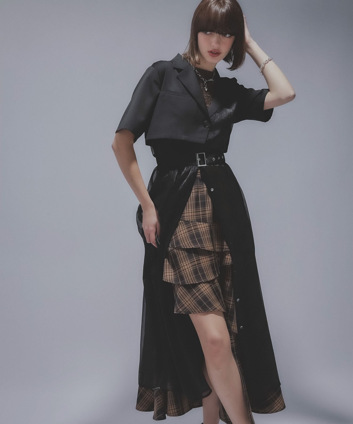 【ハレ/HARE】のジャケットライクシアーワンピース インテリア・キッズ・メンズ・レディースファッション・服の通販 founy(ファニー) 　ファッション　Fashion　レディースファッション　Ladies' Fashion Online　アウター　Coat Outerwear　ジャケット　Jackets　アシンメトリー　Asymmetry　シアー　Sheer　エレガント 上品　Elegant　ブラック系その他10|ID: prp329100004586859 ipo3291000000032527339