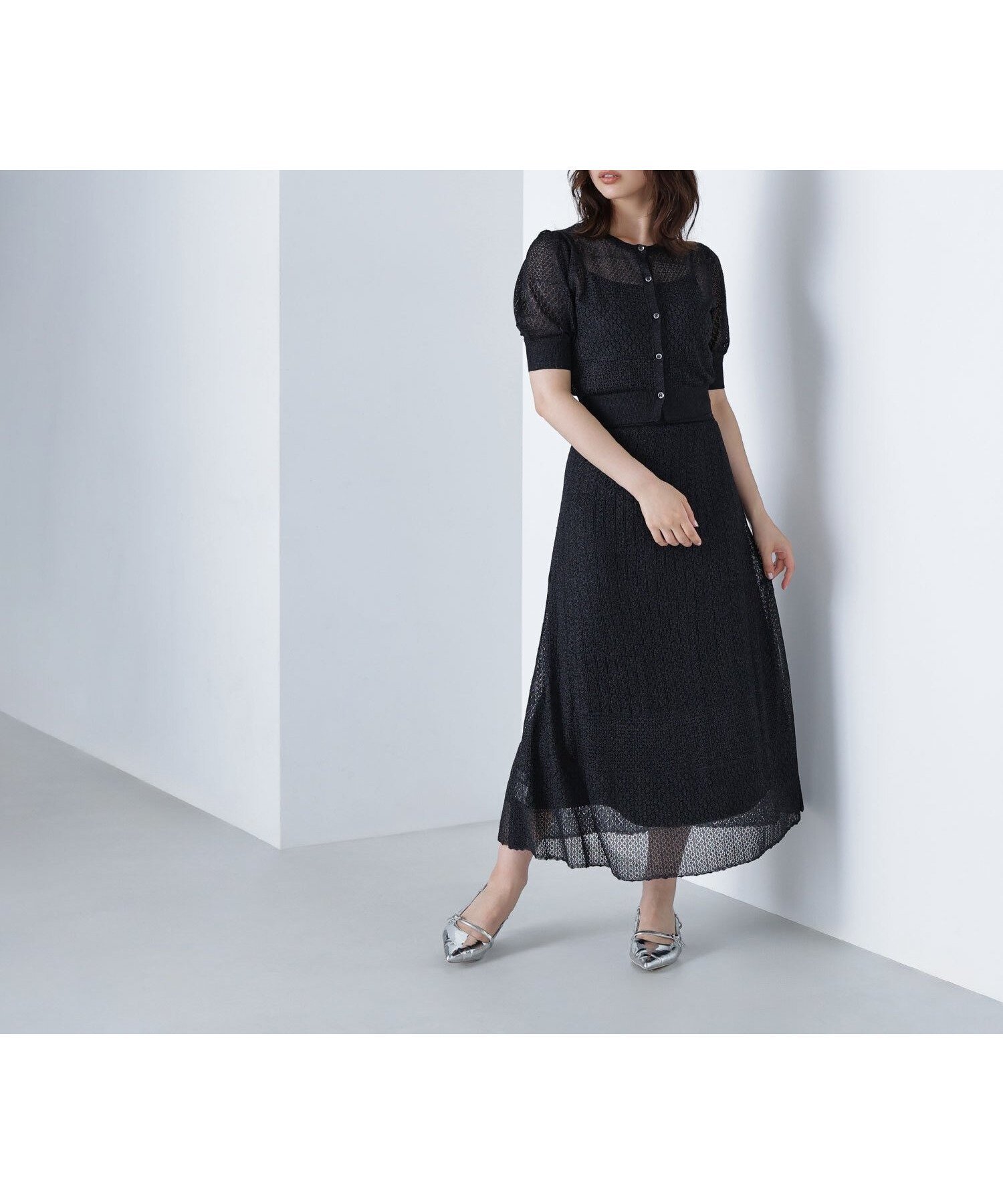【ナチュラル ビューティー ベーシック/NATURAL BEAUTY BASIC】のレースニットスカート インテリア・キッズ・メンズ・レディースファッション・服の通販 founy(ファニー) 　ファッション　Fashion　レディースファッション　Ladies' Fashion Online　スカート　Skirt　カーディガン　Cardigan　ダウン　Down　トレンド　Trend　フィット　Fit　レース　Race　ブラック|ID: prp329100004587010 ipo3291000000032528857