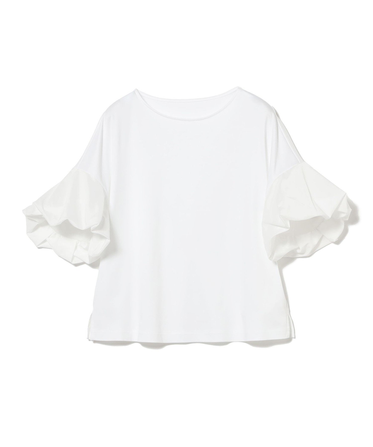 【デミルクス ビームス/Demi-Luxe BEAMS】のコンビネーション バルーンスリーブ プルオーバー 人気、トレンドファッション・服の通販 founy(ファニー) 　ファッション　Fashion　レディースファッション　Fashion for Women　トップス・カットソー　Cut & Sew Tops　カジュアルプルオーバー・ニットトップス　Pullovers & Knit Tops / Casual Pullovers　おすすめ　Recommended / Our Picks　シルク　Silk, 100% Silk　シンプル　Simple, Minimal　スラックス　Slacks, Dress Pants　スリーブ　Sleeve, Long Sleeve / Short Sleeve　デニム　Denim, Jeans Material　バルーン　Balloon, Balloon Silhouette　フェミニン　Feminine, Girly　 other-1|ID: prp329100004587141 ipo3291000000032726049