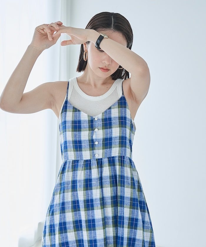 【フリークスストア/FREAK'S STORE】の【5月10日12 00発売】リネンチェック キャミワンピース 24SS インテリア・キッズ・メンズ・レディースファッション・服の通販 founy(ファニー) 　ファッション　Fashion　レディースファッション　Ladies' Fashion Online　ワンピース　Dress　キャミワンピース　No Sleeve Dresses　2024年　2024　2024春夏・S/S　Ss,Spring/Summer,2024　おすすめ　Recommend　インナー　Inner　キャミソール　Camisole　キャミワンピース　Cami Dress　ジャケット　Jacket　チェック　Check　リネン　Linen　夏　Summer　S/S・春夏　Ss・Spring/Summer　ブルー|ID: prp329100004587180 ipo3291000000032530370