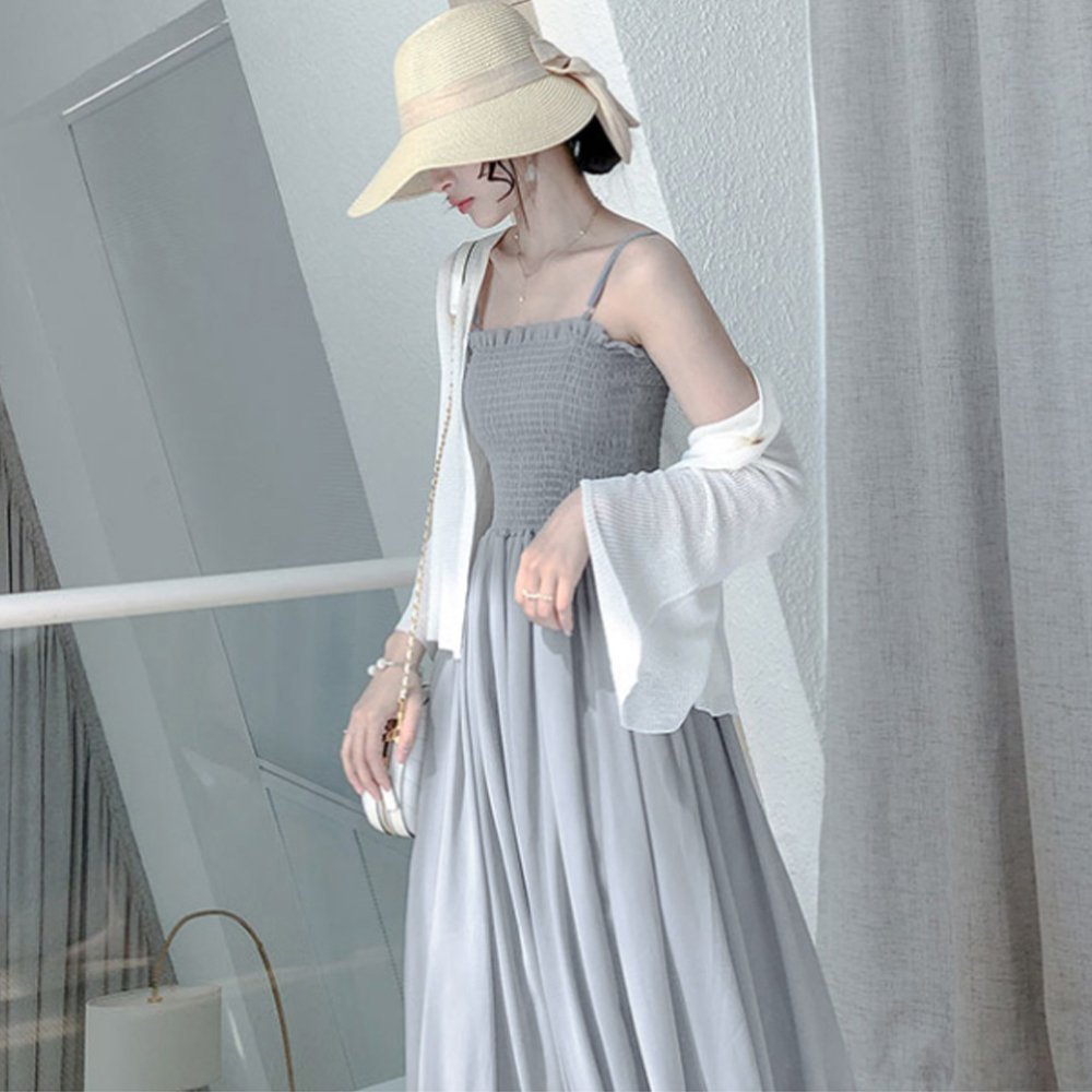【ミニミニストア/miniministore】のキャミワンピース カーディガン2点セット 人気、トレンドファッション・服の通販 founy(ファニー) 　ファッション　Fashion　レディースファッション　Ladies' Fashion Online　ワンピース　Dress　キャミワンピース　No Sleeve Dresses　アンサンブル　Ensemble　カーディガン　Cardigan　キャミワンピース　Cami Dress　シャーリング　Shirring　セットアップ　Set Up　フレア　Flare　夏　Summer　無地　Plain Color　 other-1|ID: prp329100004587191 ipo3291000000032530508